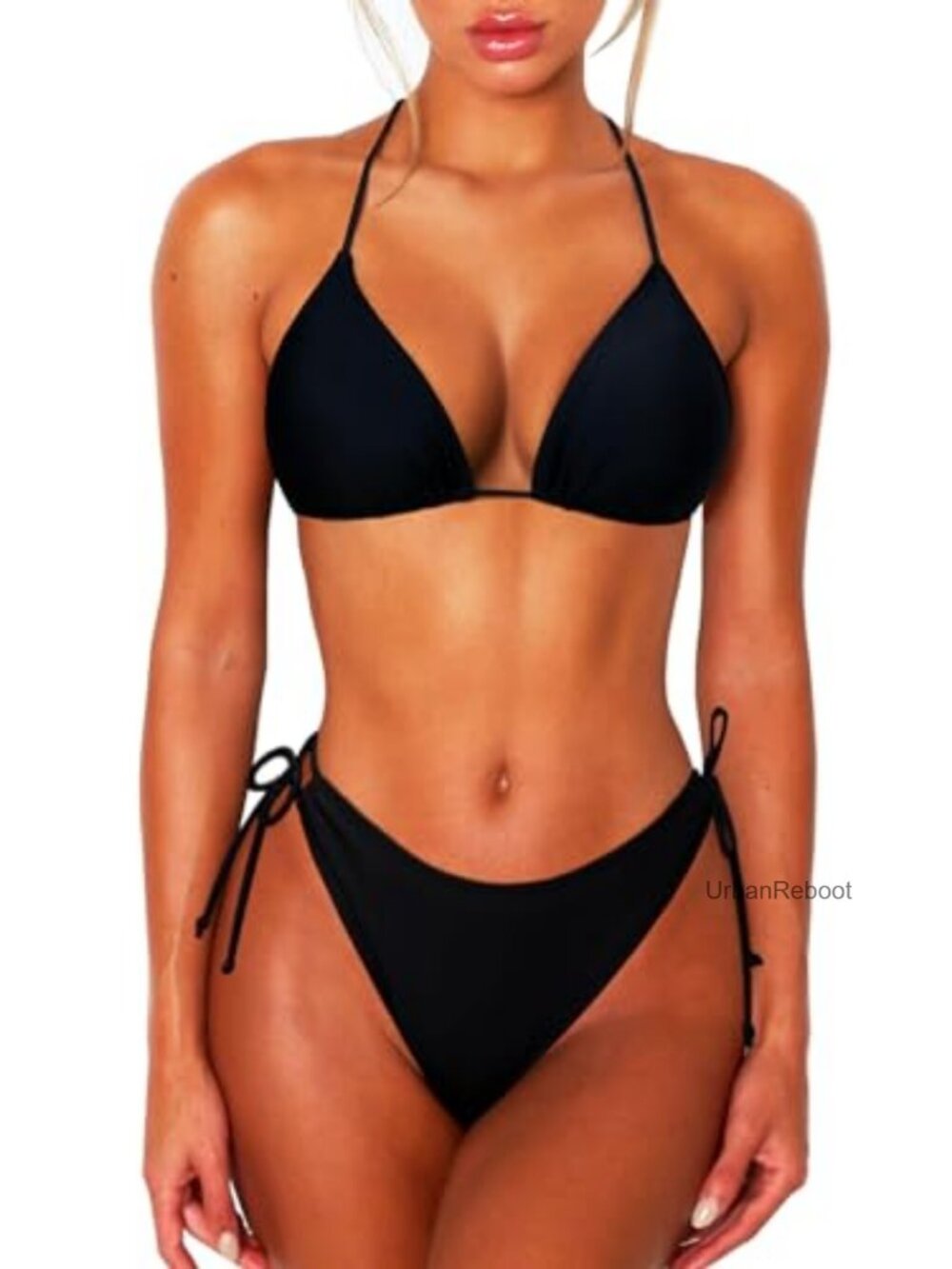 2 Piece Halter Triangle Bikini Set Brazilian String Swimsuit Full Coverage